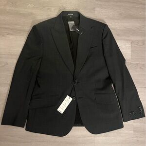 NWT Express Slim Wool-Blend Washable Modern Tech Suit Jacket- Dark Heather Grey